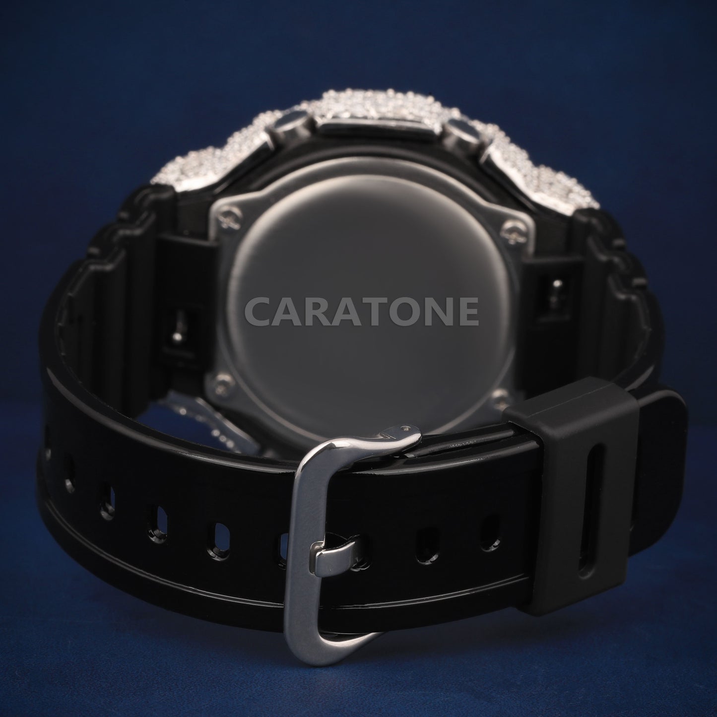 Half iced out without dial Hip hop branded watch with Black Band with D VVS Clarity