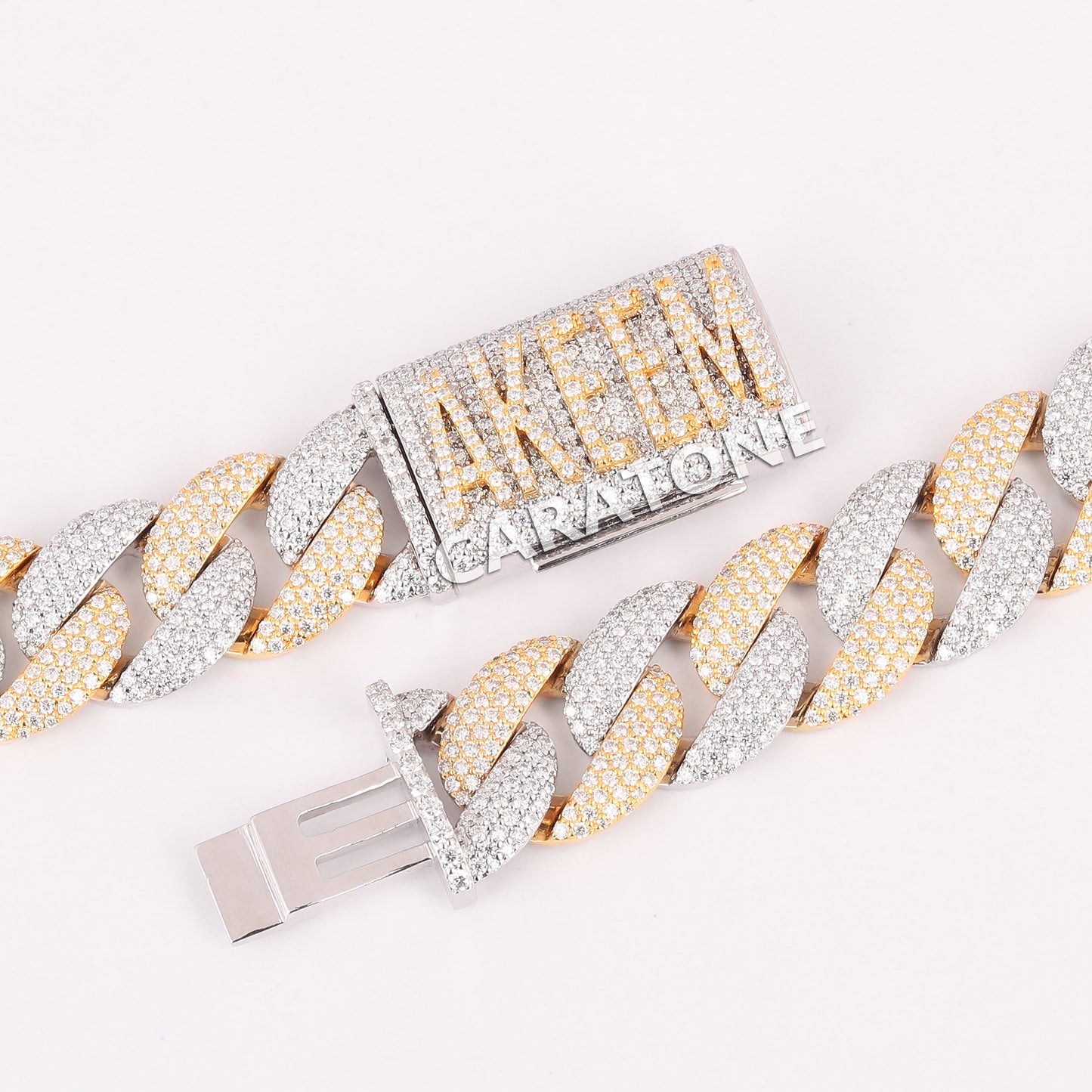 20 inch 15 mm hiphop cuban link diamond chain two toned