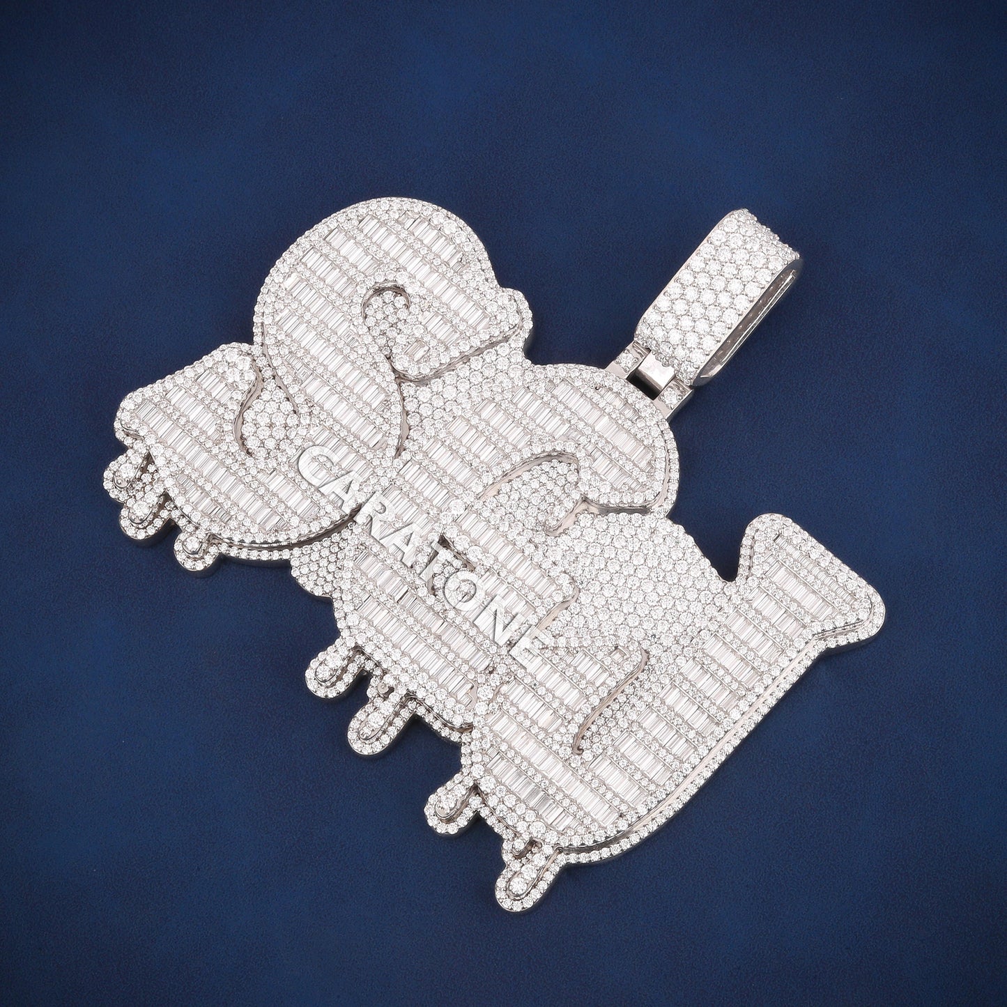 925 Sterling silver custom letters baguettes lab diamond pendant