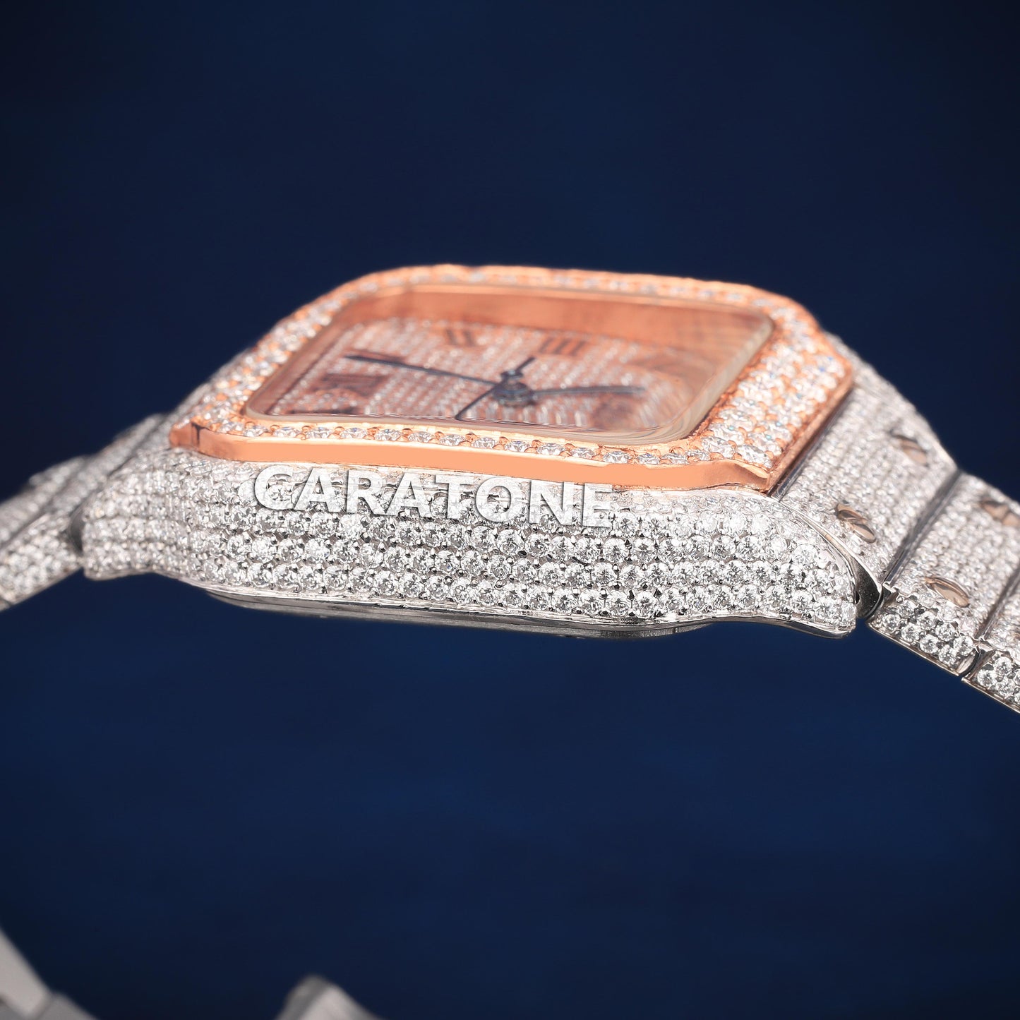 Full Iced out Hip Hop two tone  branded watch with D VVS Clarity