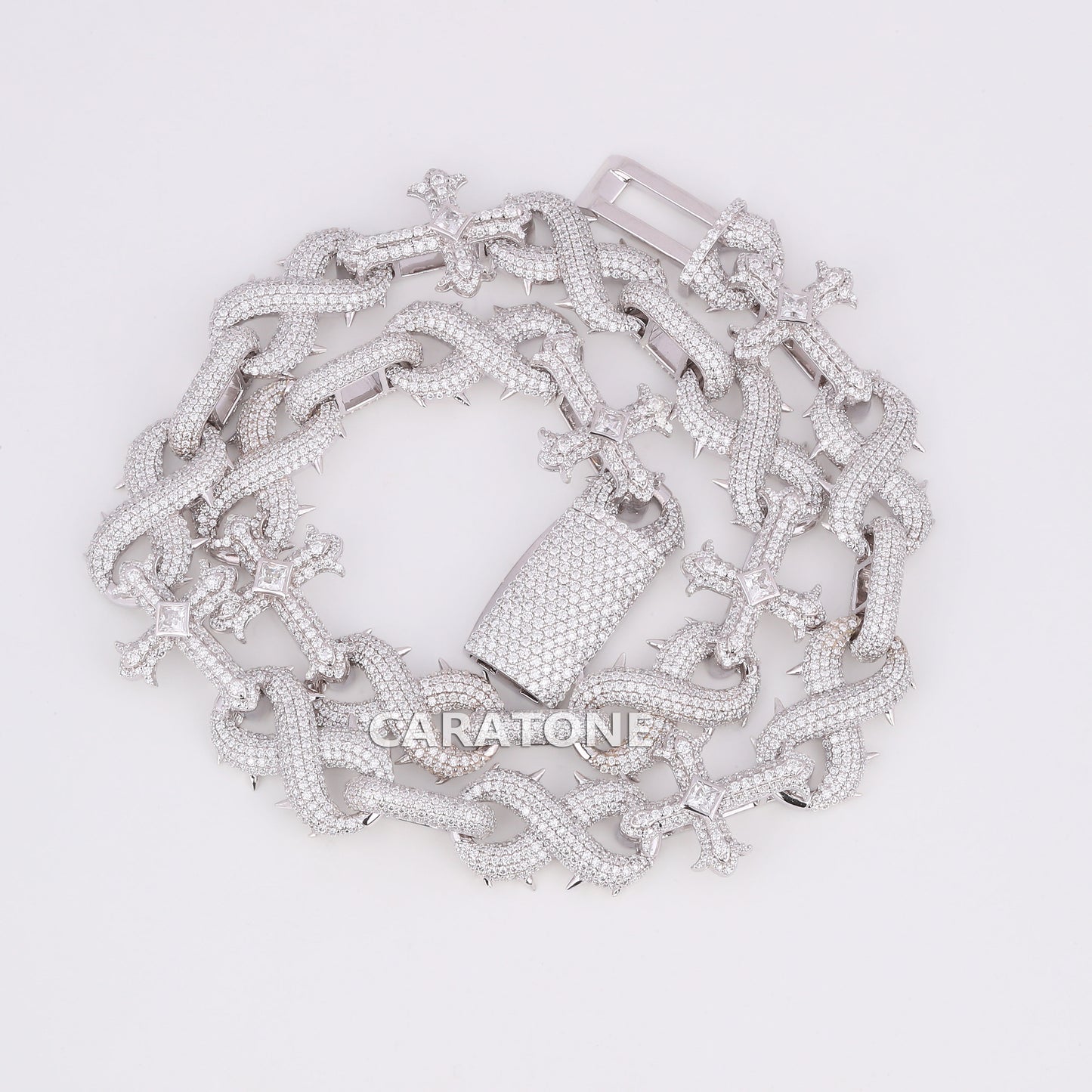 24 Inch 16 mm popular cuban cross infinity style diamond chain