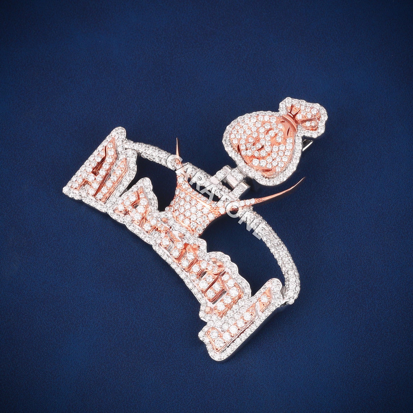 Two tone 14kt gold lab diamond custom letter charm