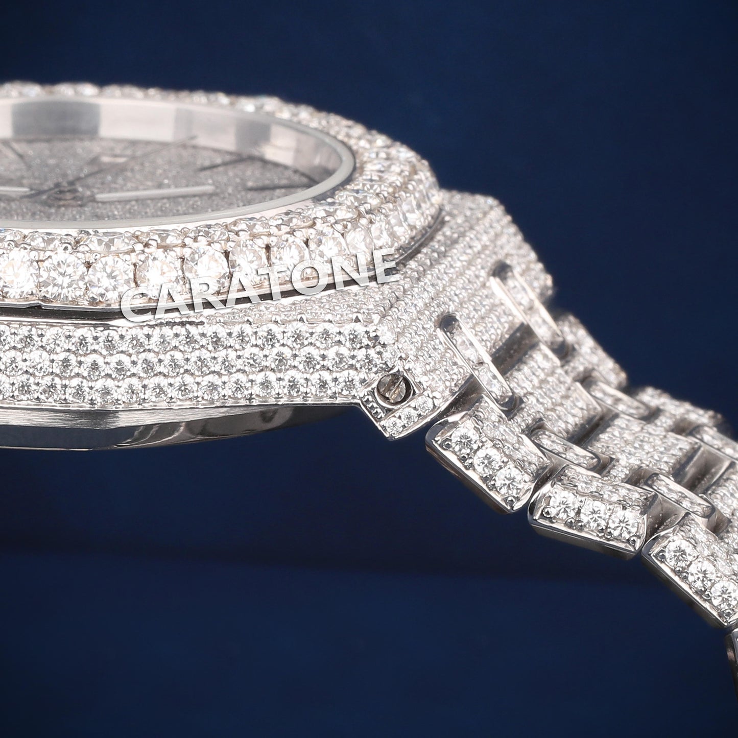 Hip hop Full iced out silver tone branded watch with D VVS clarity