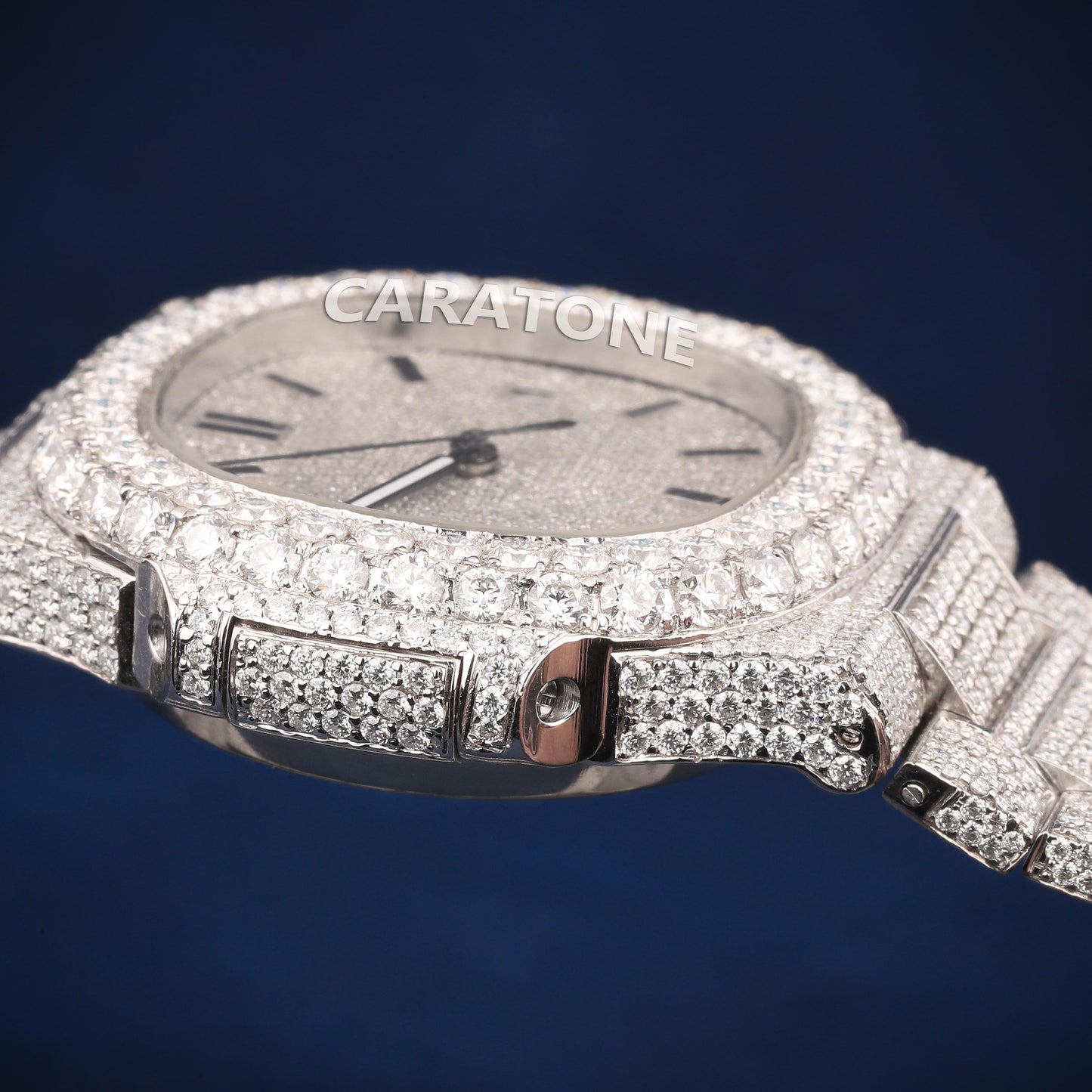 Hip Hop Full iced out white tone branded watch with D VVS clarity and diamond tester passed
