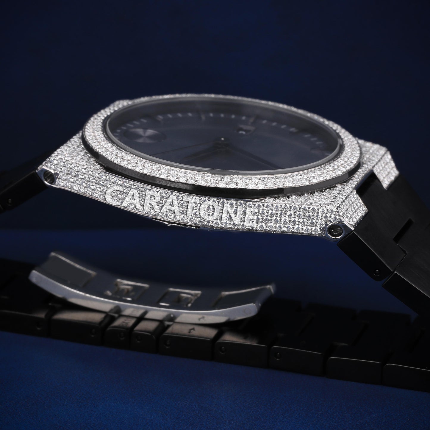 Hip hop custom made half iced out without dial with D VVS clarity