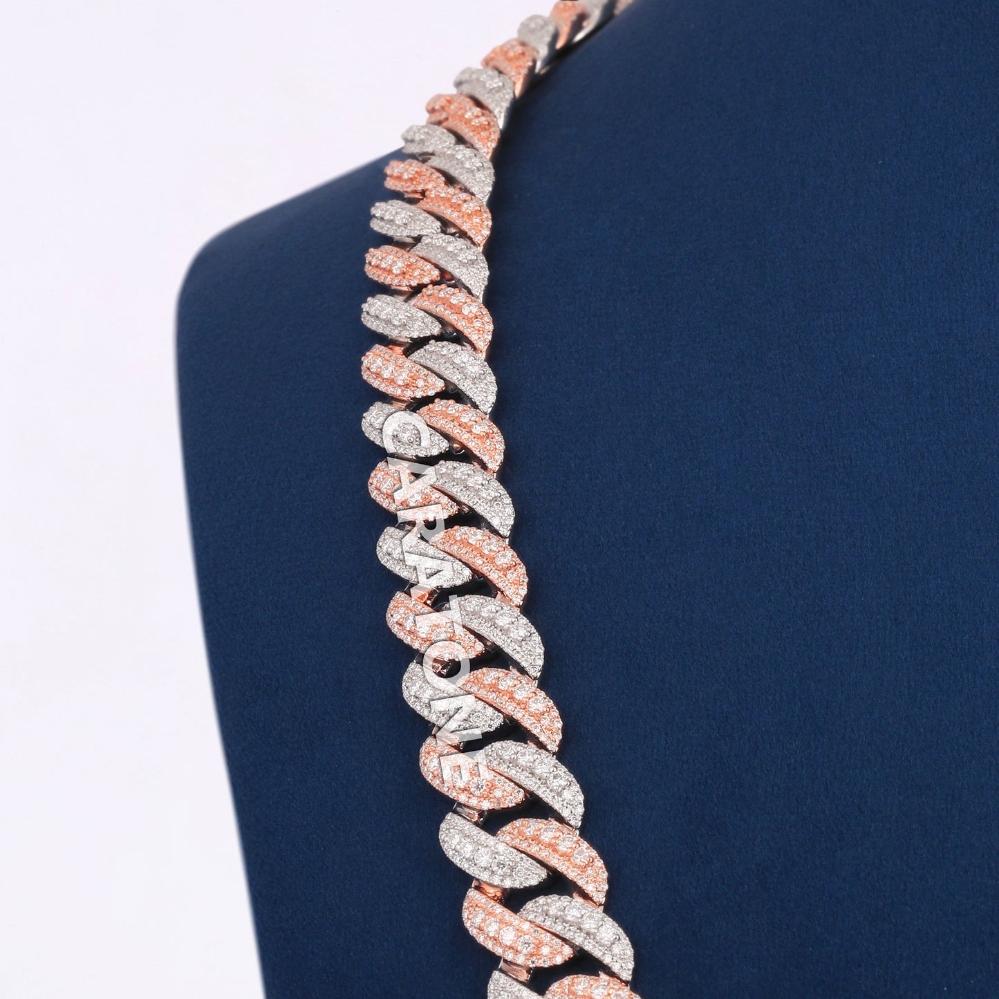 24 inch 13 mm two tone cuban diamond chain vvs clarity