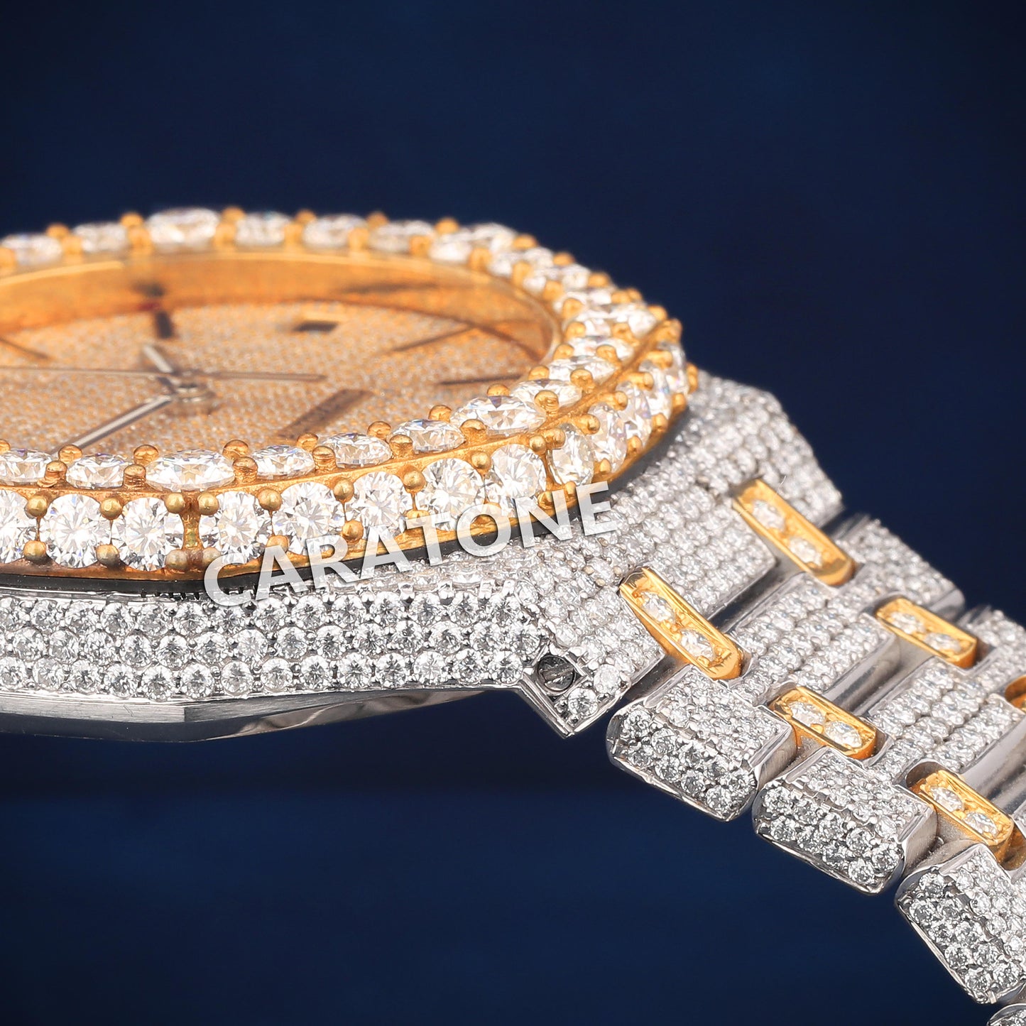 Hip hop two tone branded watch with Diamond tester passed D VVS clarity
