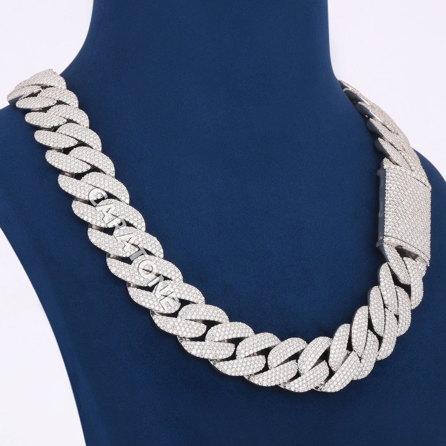 22 inch 22 mm heavy full white diamond cuban chain
