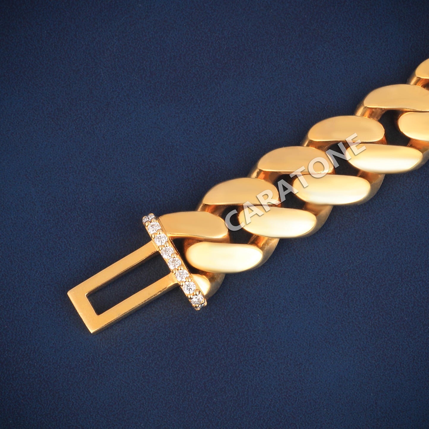 Luxury Cuban Link 14KT Gold Bracelet for Men with Iced Box Lock Clasp