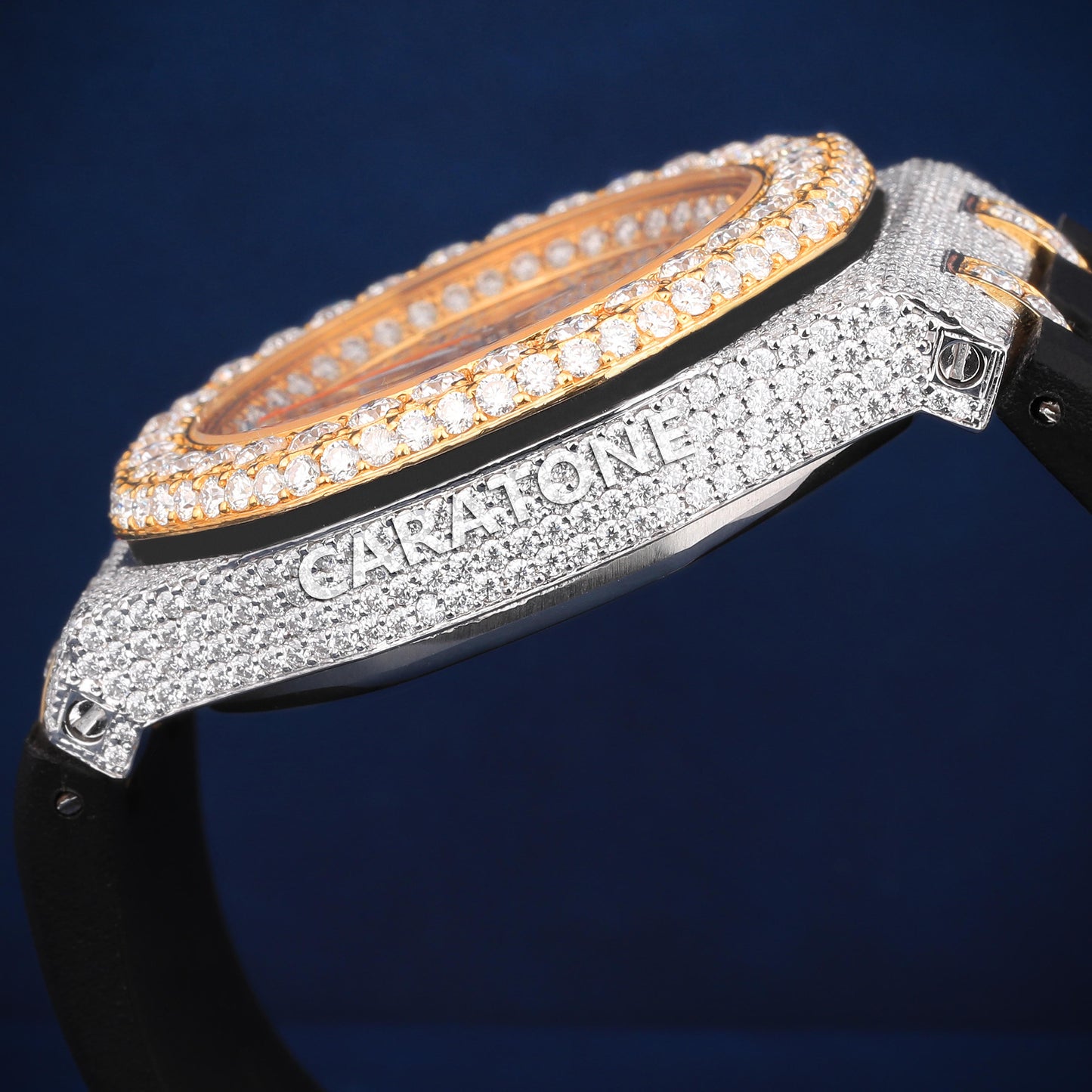 Hip hop custom made half iced out with diamond tester passed branded watch