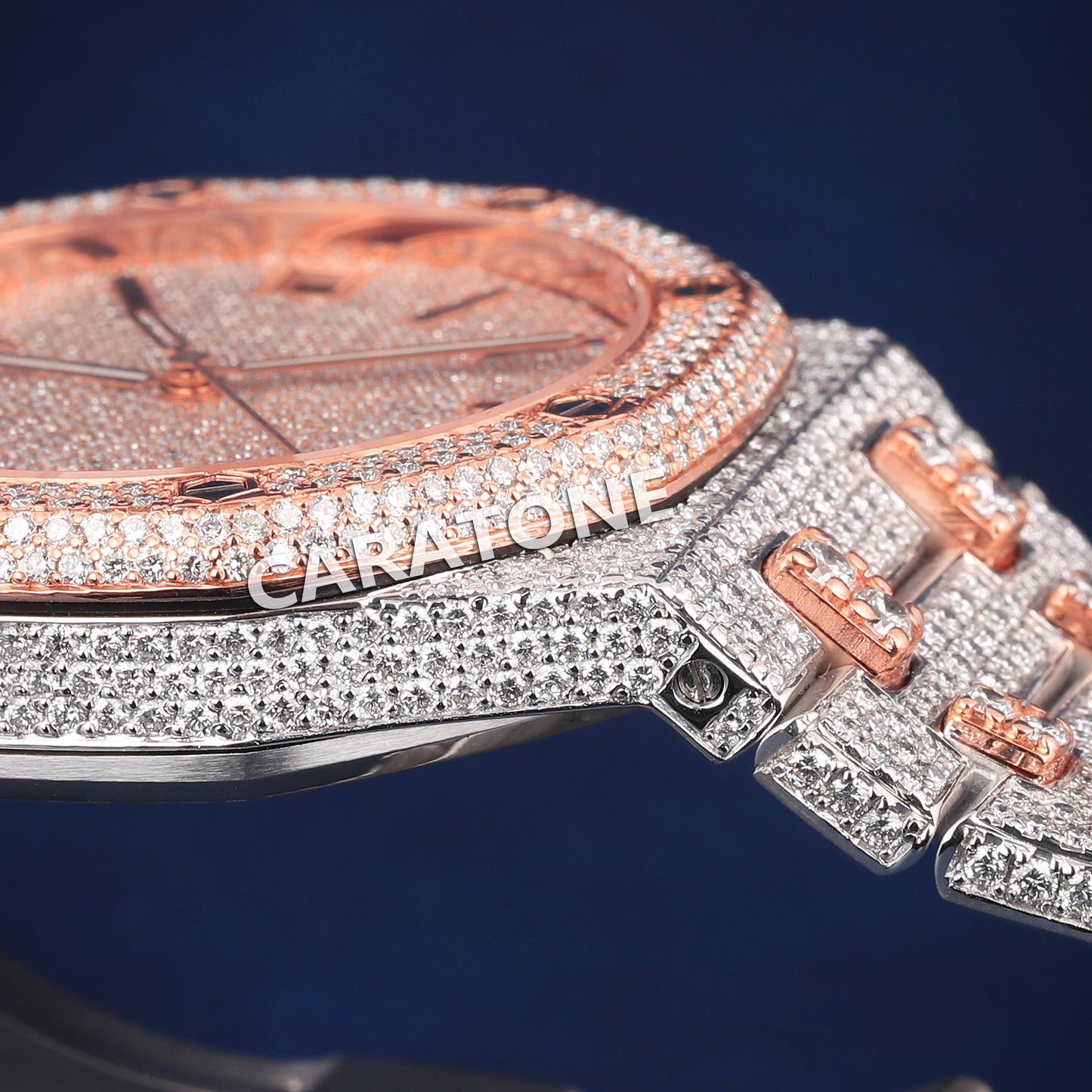 Full iced out Hip hop branded Custom made watch with Two tone and diamond tester passed