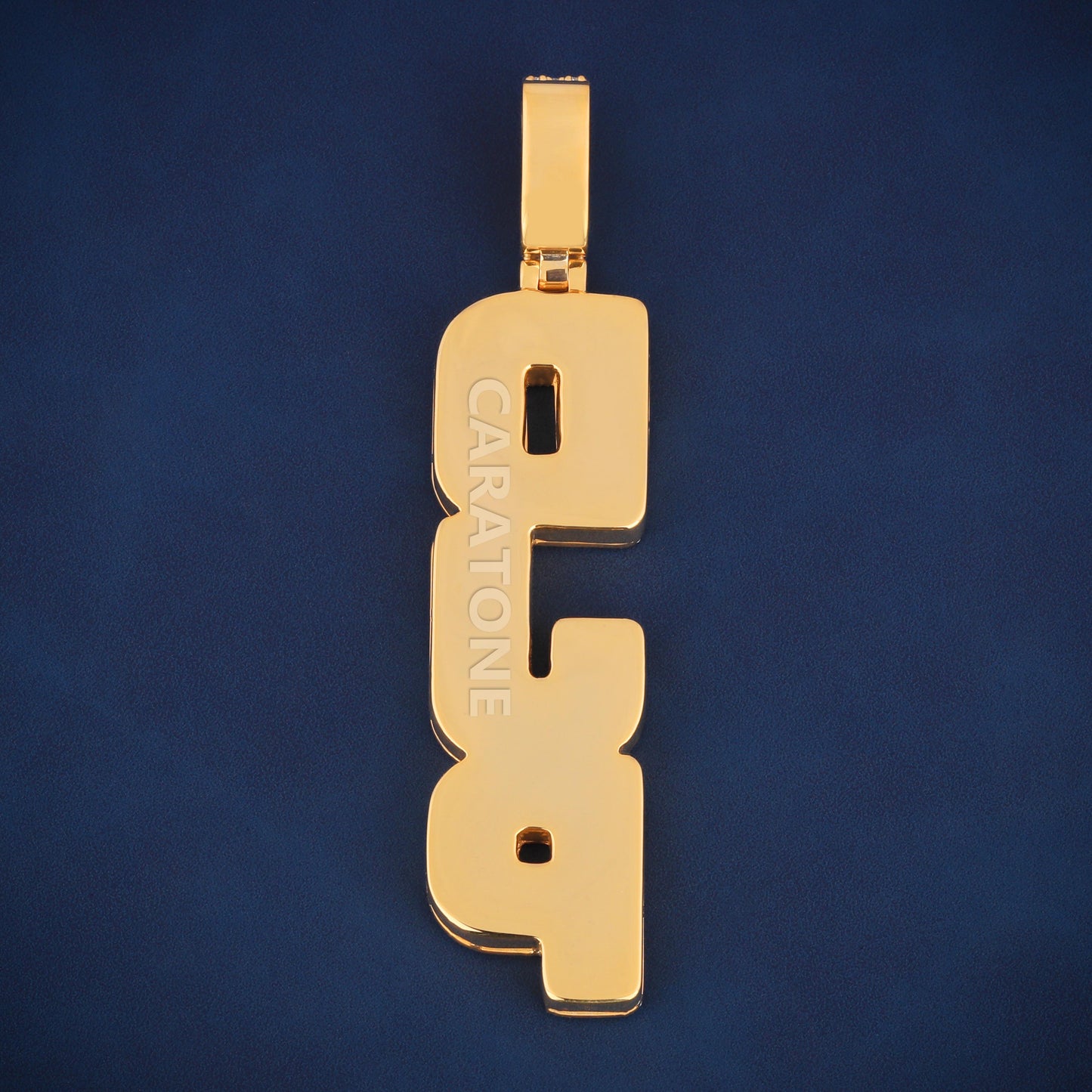 Vertical letter 14 kt yellow gold lab diamond pendant