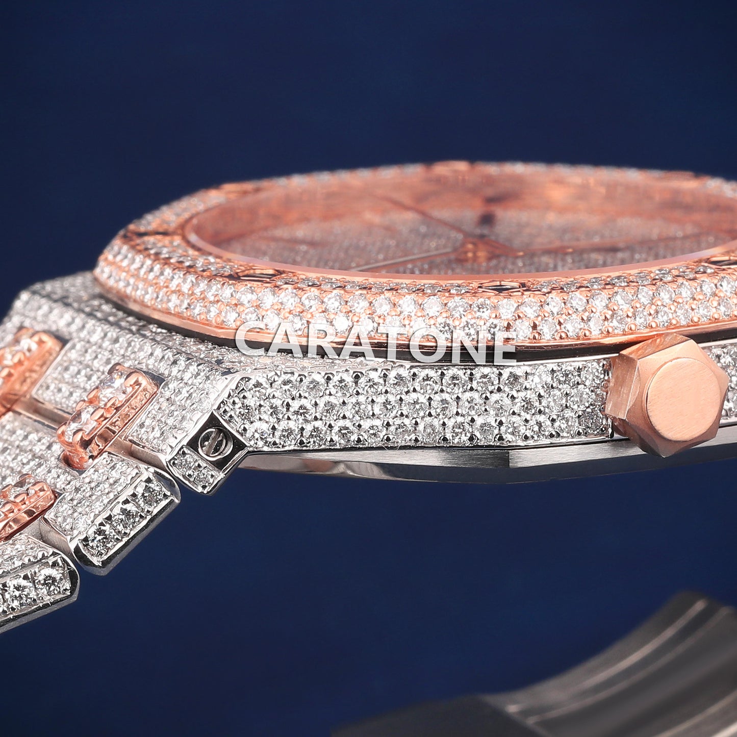 Full iced out Hip hop branded Custom made watch with Two tone and diamond tester passed
