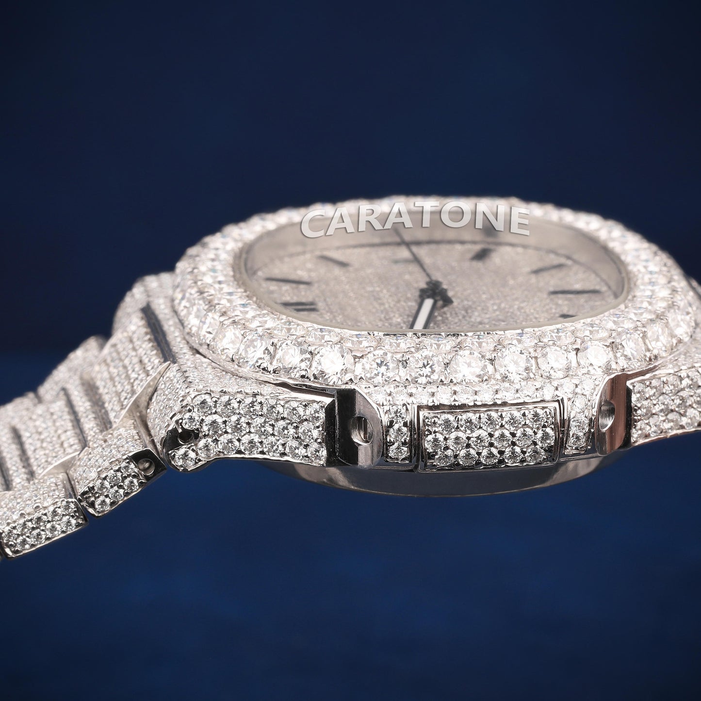 Hip Hop Full iced out white tone branded watch with D VVS clarity and diamond tester passed