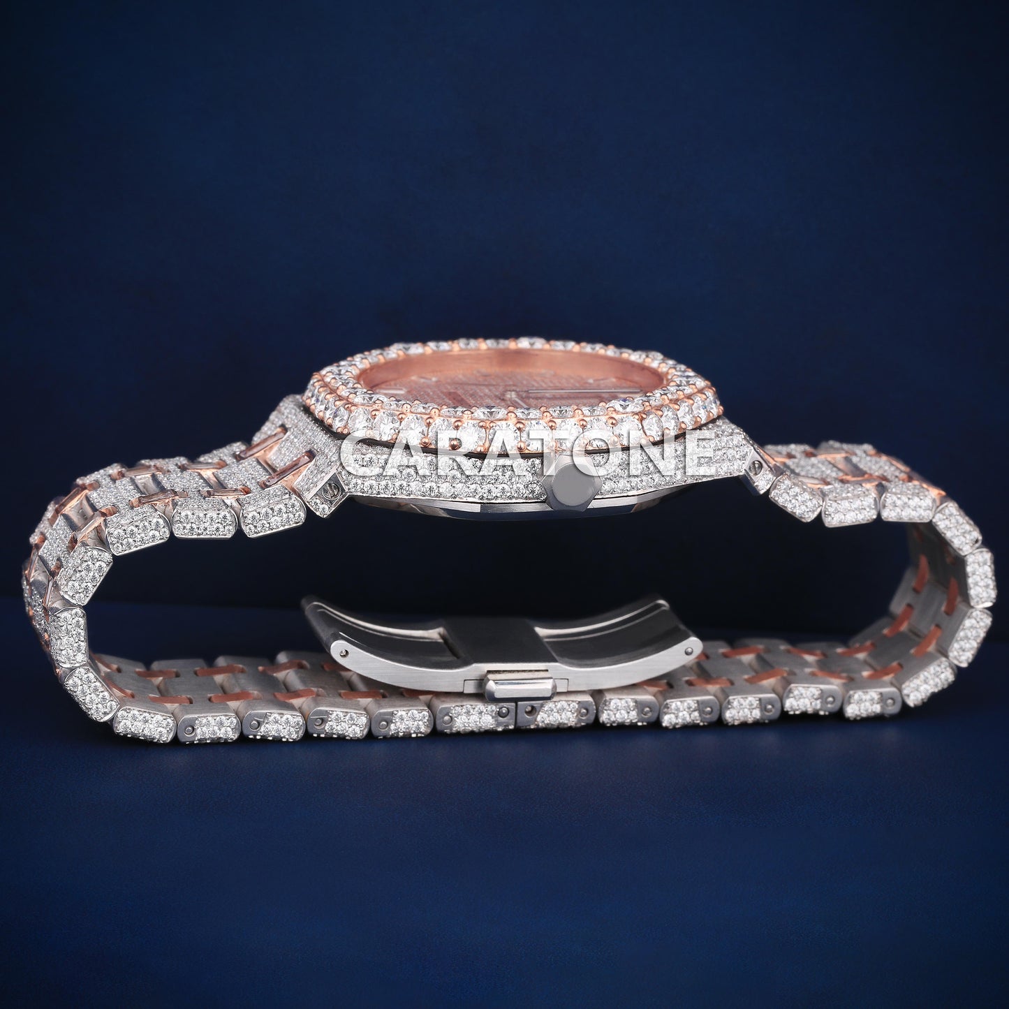 Fully iced out Hip hop Two tone VVS clarity branded watch