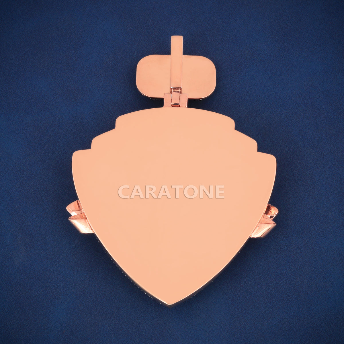 Two-Tone Spartan Shield Hip Hop Pendant with Pink Stone Banner & Lab Grown Diamonds