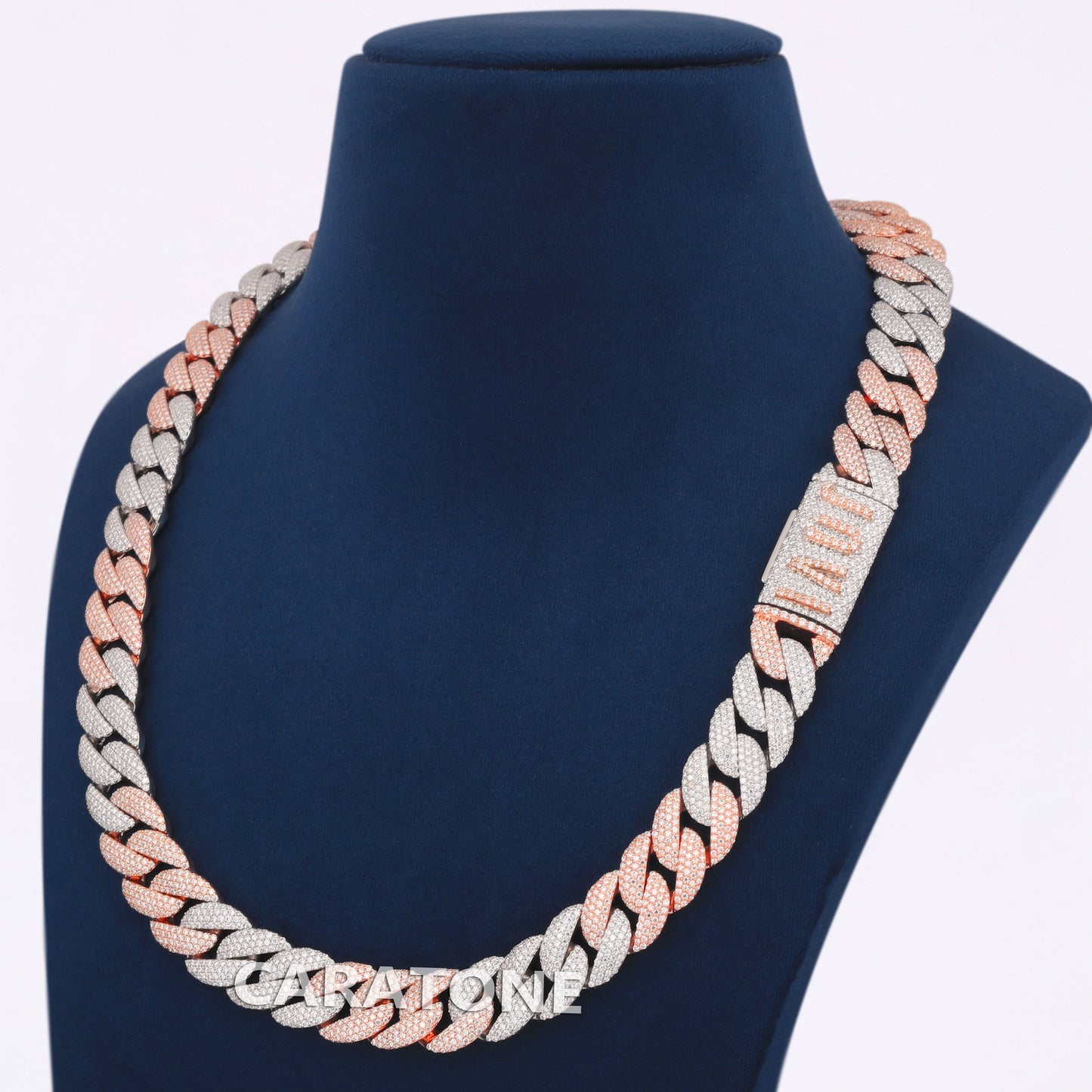 22 Inch 14mm two tone Miami Cuban Diamond Chain
