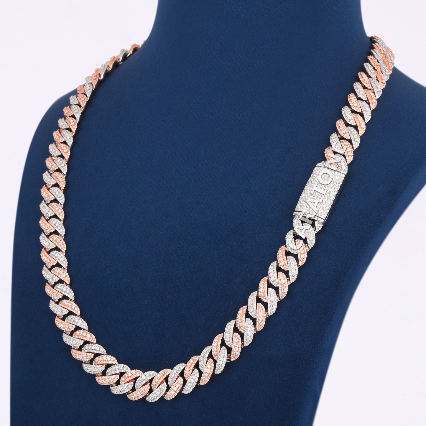 24 inch 13 mm two tone cuban diamond chain vvs clarity
