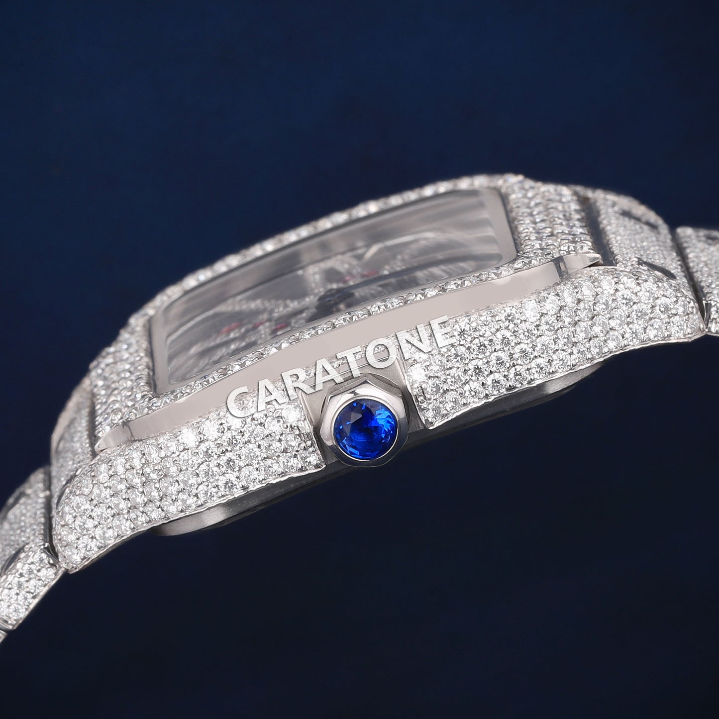 Full Iced out Hip Hop skeleton diamond branded watch with diamond tester passed
