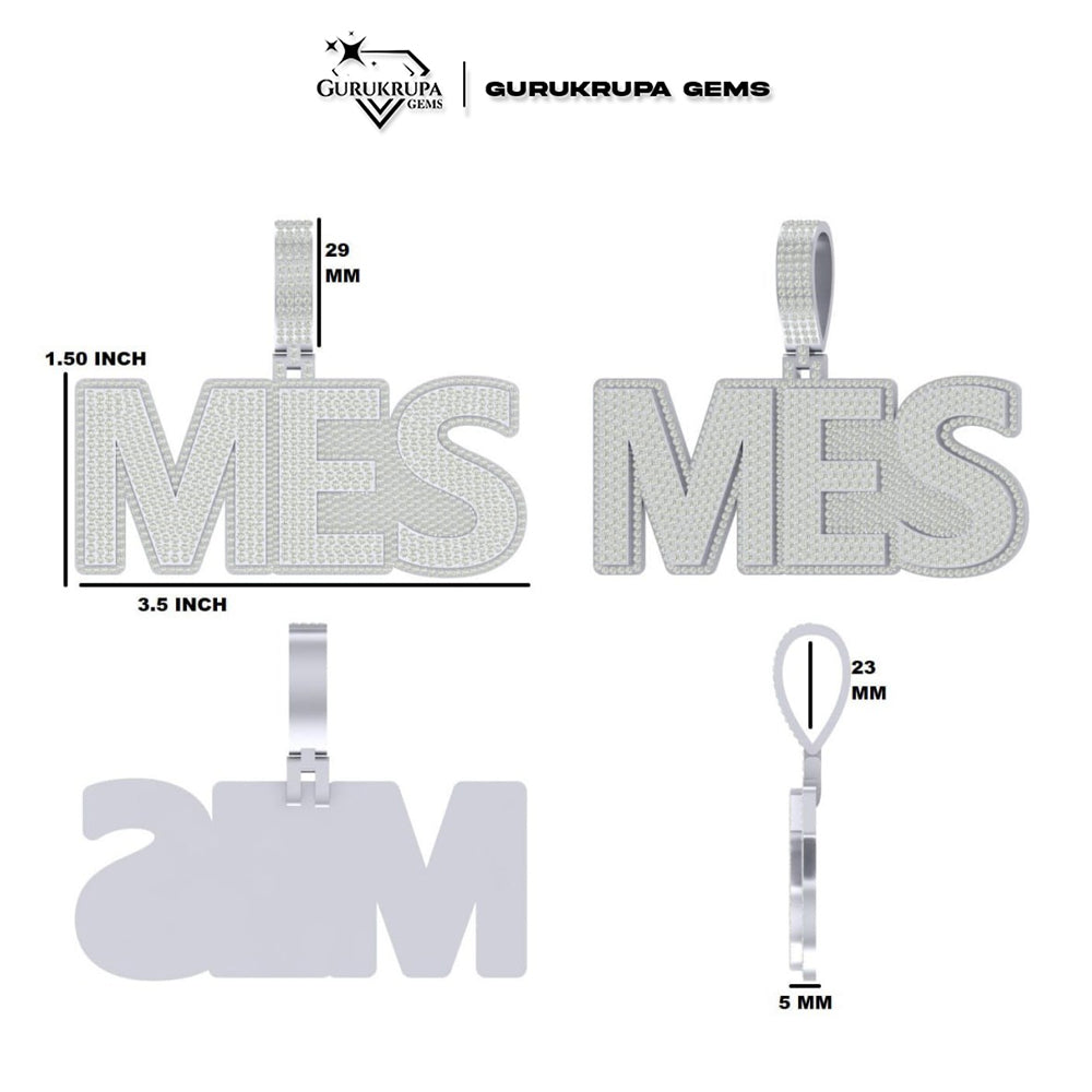 Custom Iced Out MES Name Hip Hop Pendant with Lab Grown Diamonds