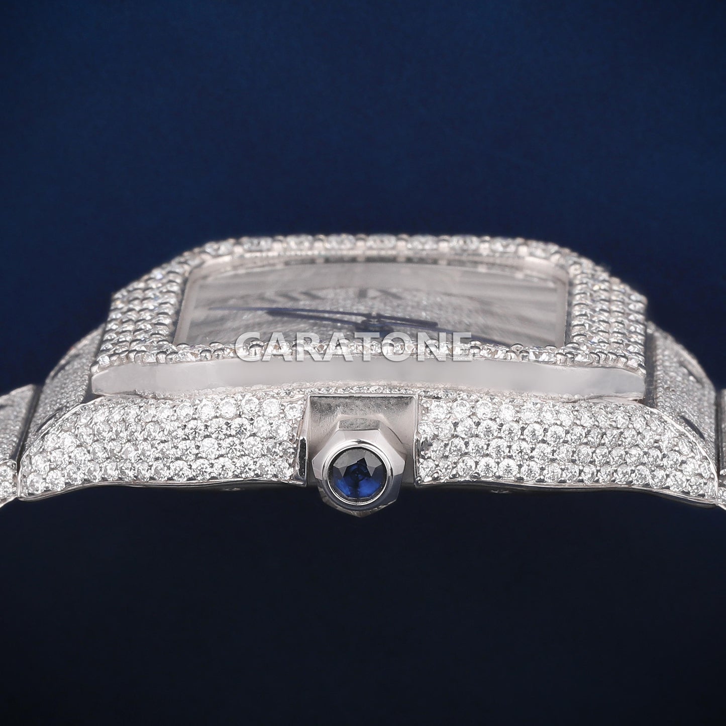 Full Iced out Hip Hop branded watch with D VVS clarity