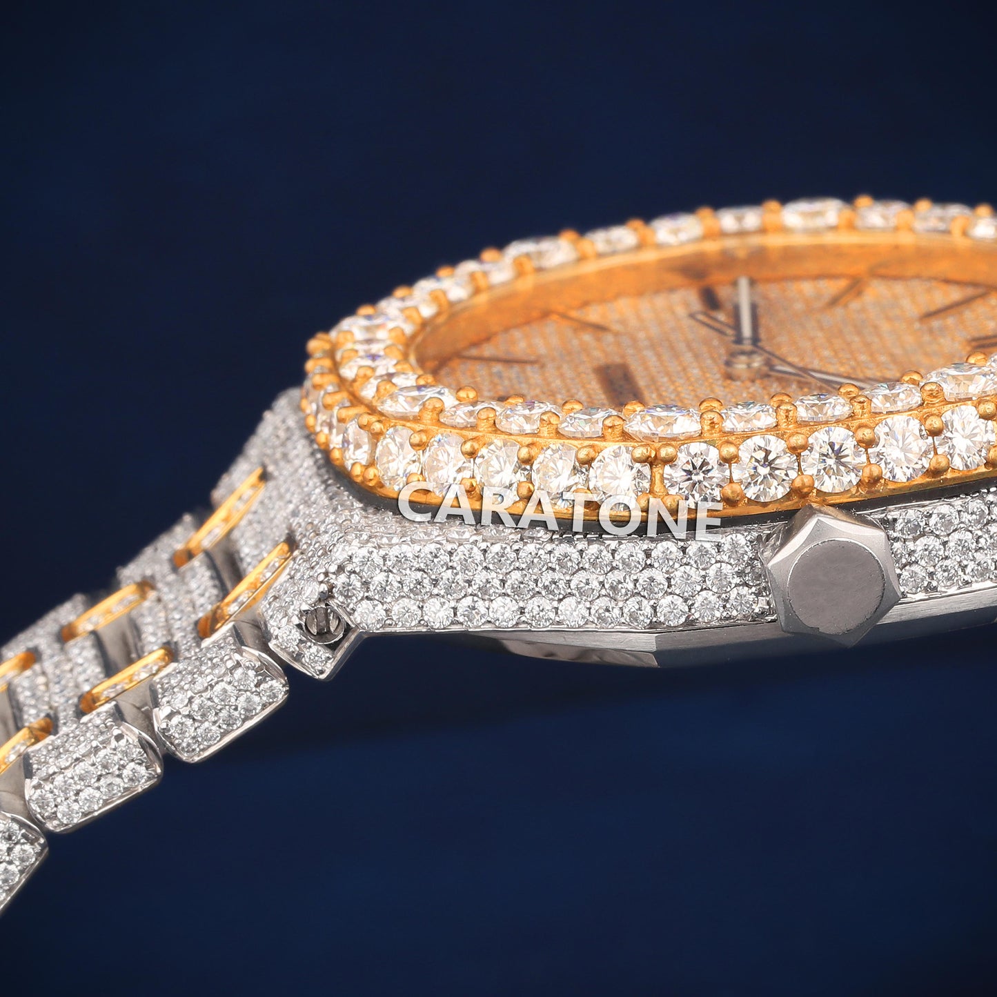Hip hop two tone branded watch with Diamond tester passed D VVS clarity