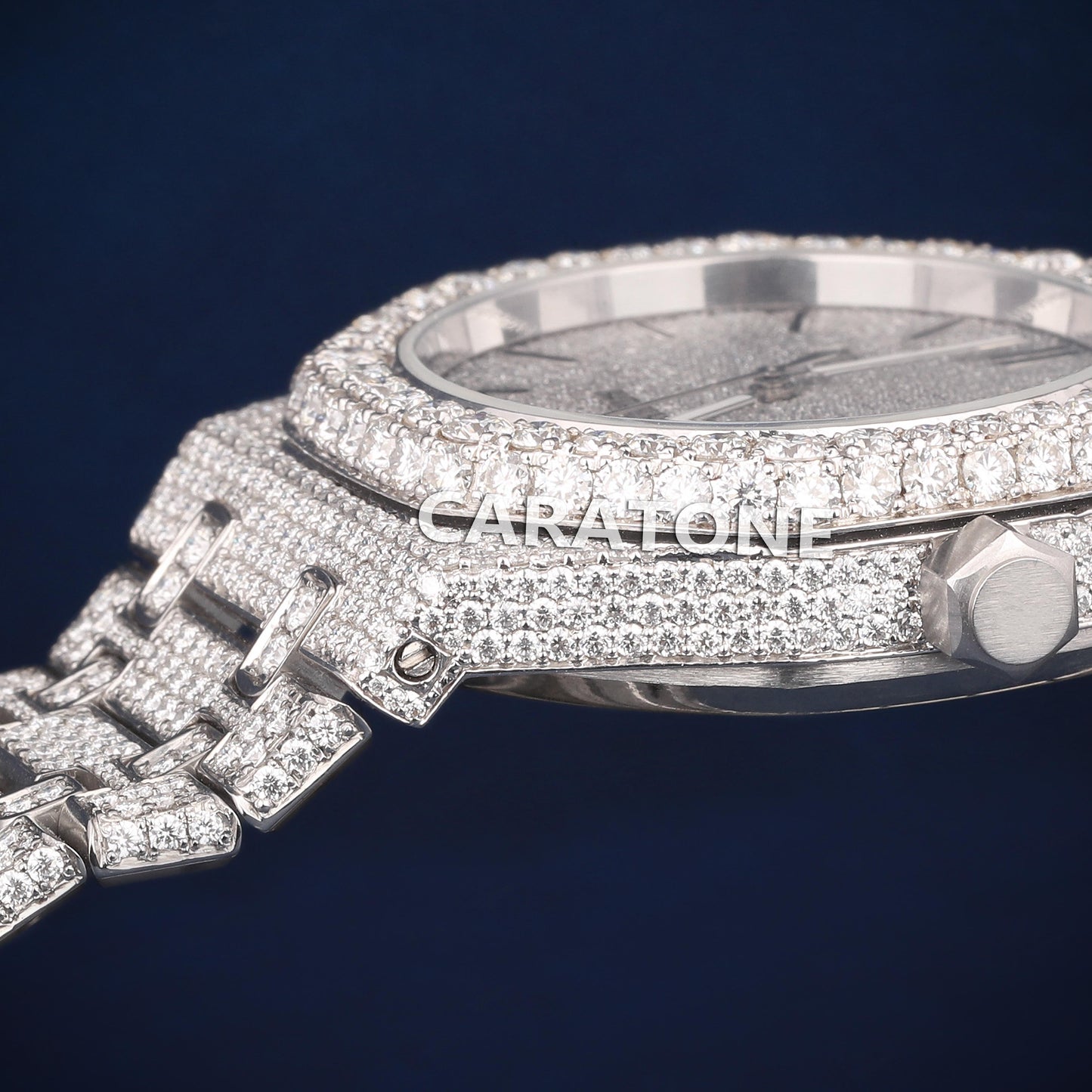 Hip hop Full iced out silver tone branded watch with D VVS clarity