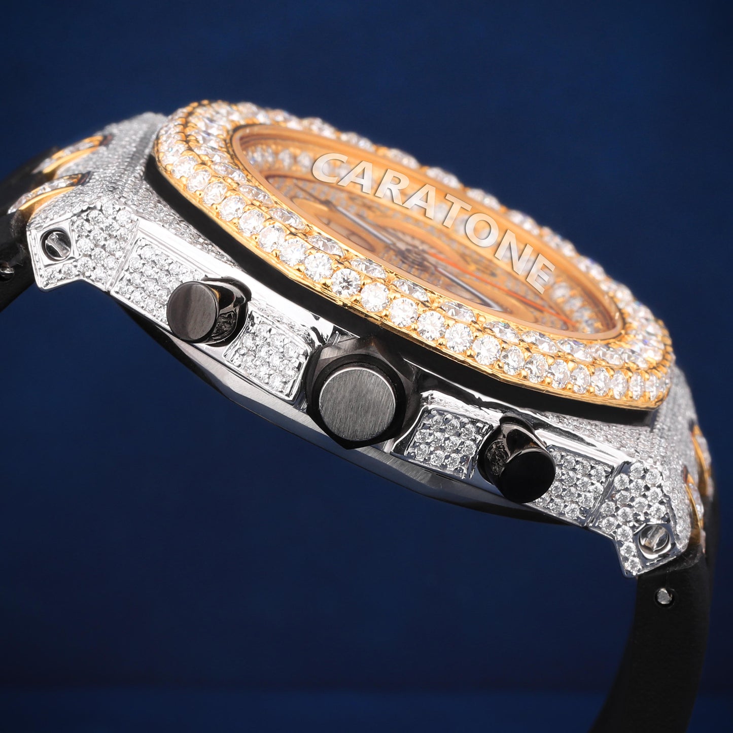 Hip hop custom made half iced out with diamond tester passed branded watch